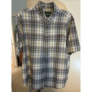 Orvis White, Gray and Blue Plaid Short-Sleeve Button-Down